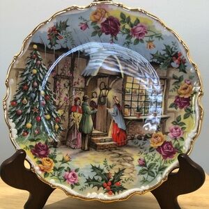 Royal Albert Decorative Plate with Floral and Festive Scene